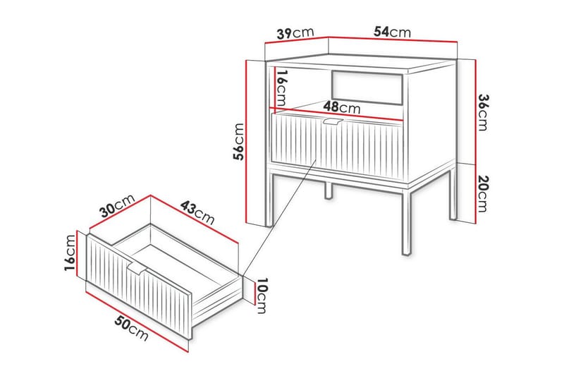 Klinkerville Barnsängbord 56 cm - Vit - Sängbord barn & nattduksbord barn