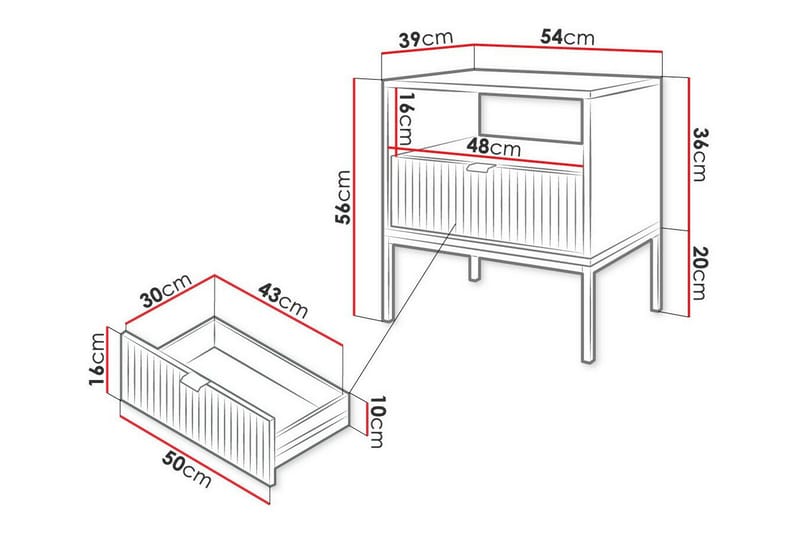 Klinkerville Barnsängbord 56 cm - Vit - Sängbord barn & nattduksbord barn