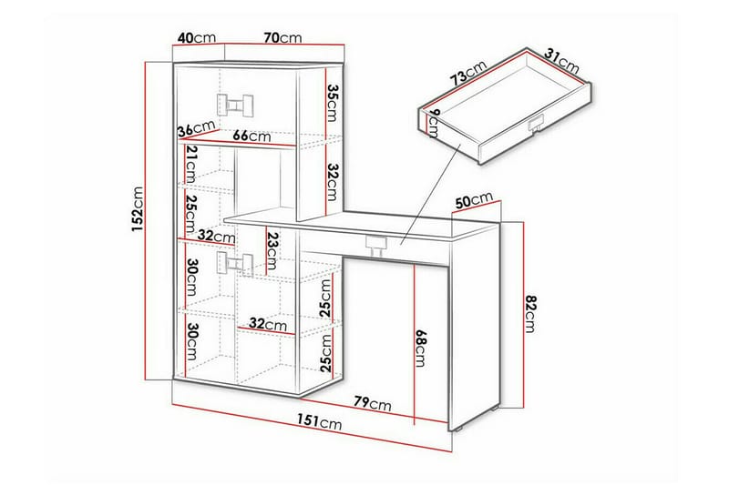 Castlebay Barnskrivbord 82 cm - Vit - Skrivbord barn