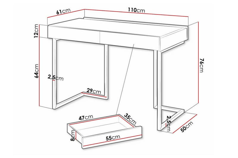 Rathmore Barnskrivbord 76 cm - Grå - Skrivbord barn