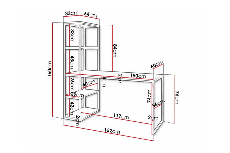 Wardner Barnskrivbord 76 cm - Svart - Skrivbord barn