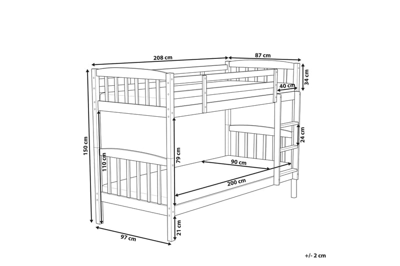 Brigit Våningssäng Två Liggplatser 90x200 - Ljust trä/Light Brun - Möbler - Barnmöbler - Barnsäng & juniorsäng - Våningssäng barn