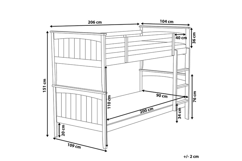Brigit Våningssäng Två Liggplatser 90x200 - Mörkt trä - Möbler - Barnmöbler - Barnsäng & juniorsäng - Våningssäng barn