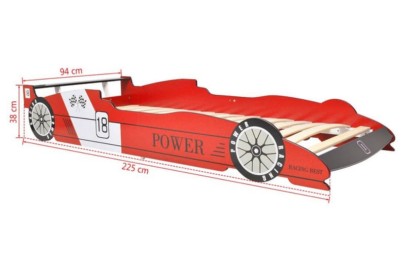 Barnsäng racerbil 90x200 cm röd - Djupröd - Möbler - Barnmöbler - Barnsäng & juniorsäng - Enkelsäng barn