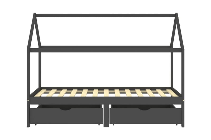 Hussäng med låda mörkgrå massiv furu 90x200 cm - Grå - Hussäng