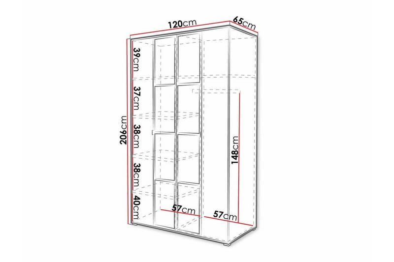 Aberfelt Barnskåp 120x206 cm - Vit - Möbler - Barnmöbler - Förvaring barnrum - Skåp barnrum