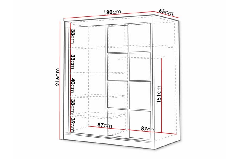 Aberfelt Barnskåp 180x216 cm - Vit - Skåp barnrum