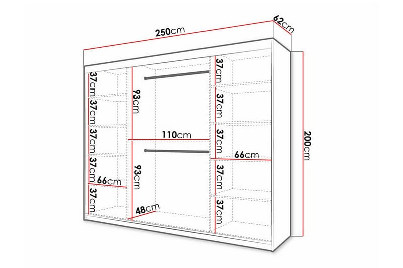 Dunvegan Garderob 250x200 cm - Svart - Möbler - Barnmöbler - Förvaring barnrum - Skåp barnrum