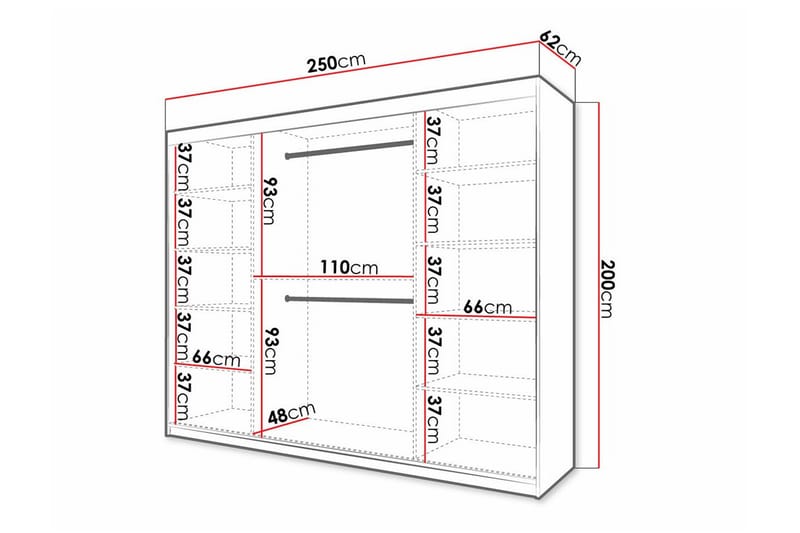 Dunvegan Garderob 250x200 cm - Vit - Möbler - Barnmöbler - Förvaring barnrum - Skåp barnrum