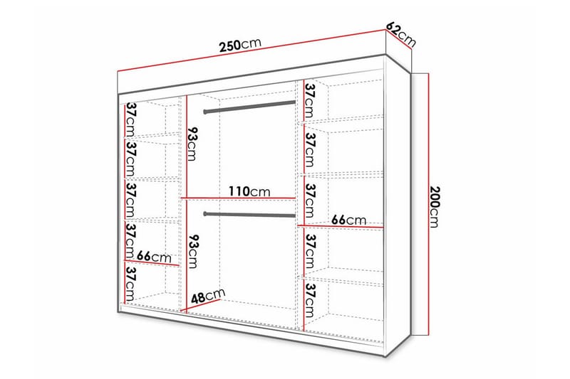 Dunvegan Garderob 250x200 cm - Vit - Möbler - Barnmöbler - Förvaring barnrum - Skåp barnrum