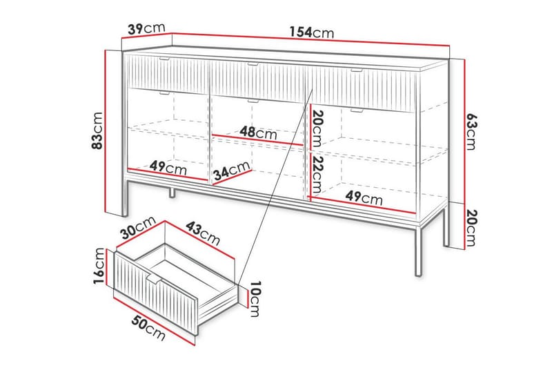 Klinkerville Barnskåp 154x83 cm - Vit - Skåp barnrum