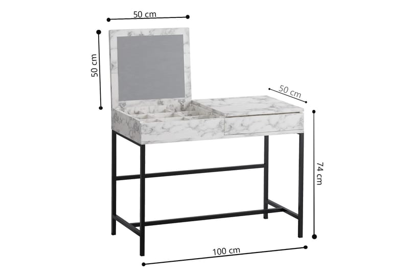 Achberg Sminkbord 100 cm - Vit marmor - Möbler - Bord & matgrupper - Sminkbord & toalettbord