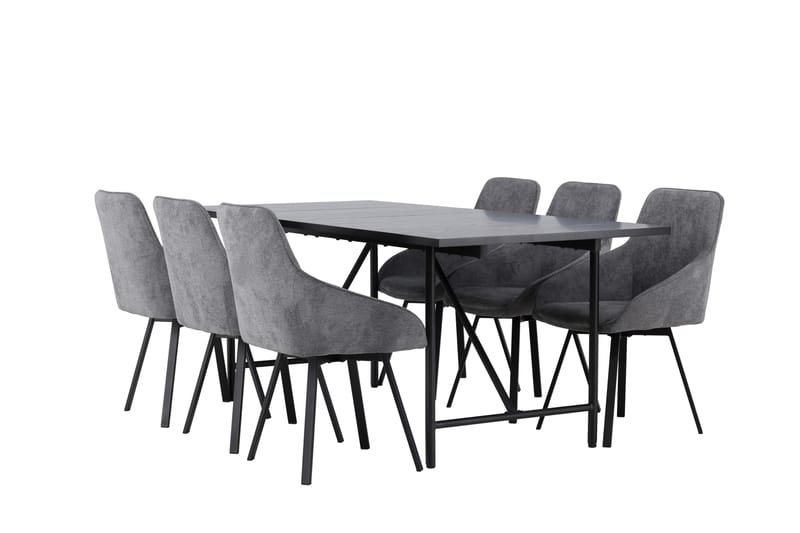 Astrid Matgrupp  200 cm Rektangulär med 6 Rosie stolar - Svart - Matgrupper