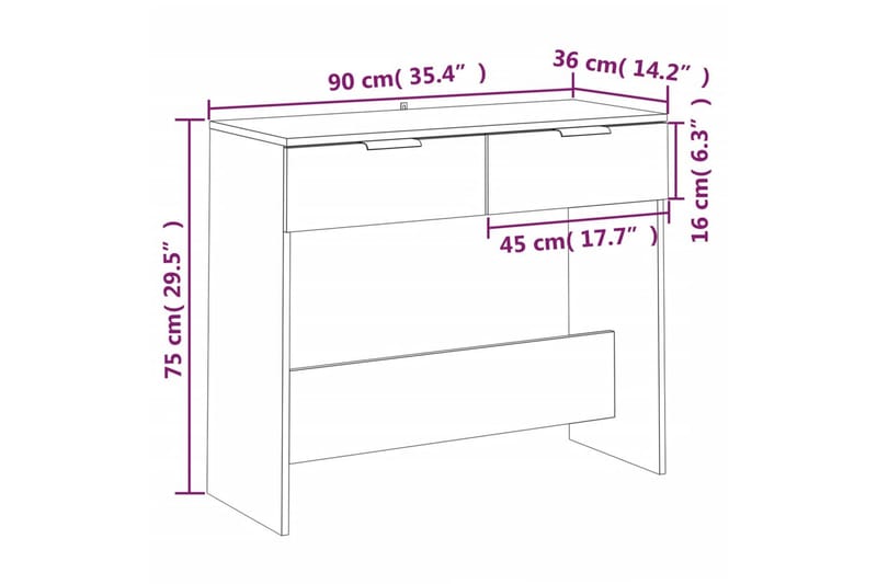 beBasic Avlastningsbord grå sonoma 90x36x75 cm konstruerat trä - Grey - Hallbord - Konsolbord & sidobord