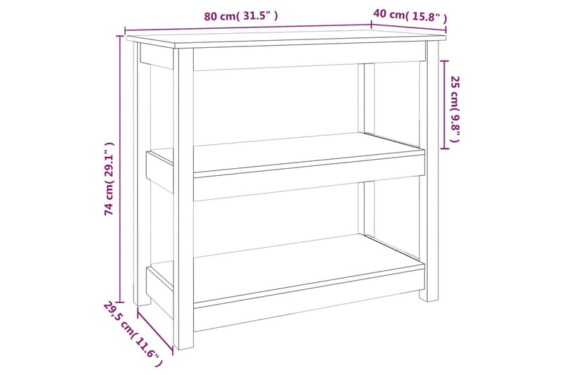 beBasic Konsolbord vit 80x40x74 cm massiv furu - White - Möbler - Bord & matgrupper - Avlastningsbord - Hallbord