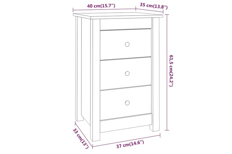 beBasic Sängbord 2 st 40x35x61,5 cm massiv furu - Brown - Möbler - Bord & matgrupper - Avlastningsbord - Sängbord & nattduksbord