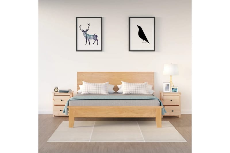 beBasic Sängbord 2 st 50x35x61,5 cm massiv furu - Brown - Sängbord & nattduksbord