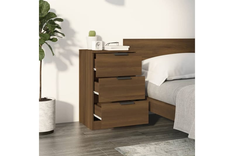 beBasic Sängbord 2 st brun ek 40x36x65 cm - Brown - Sängbord & nattduksbord