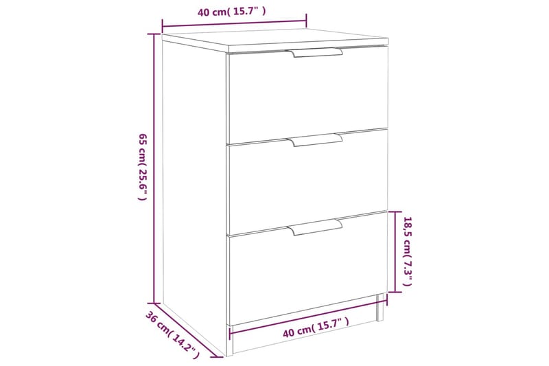 beBasic Sängbord 2 st grå sonoma 40x36x65 cm - Grey - Sängbord & nattduksbord