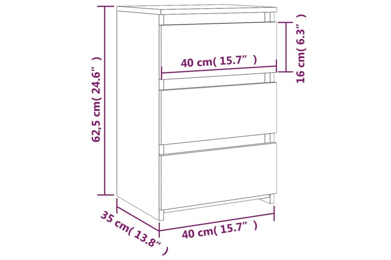 beBasic Sängbord 2 st rökfärgad ek 40x35x62,5 cm konstruerat trä - Brown - Möbler - Bord & matgrupper - Avlastningsbord - Sängbord & nattduksbord