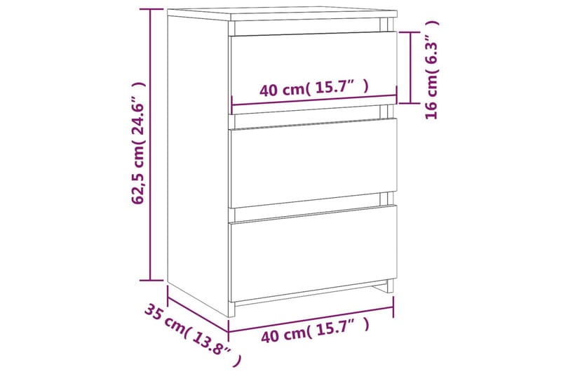 beBasic Sängbord grå sonoma 40x35x62,5 cm konstruerat trä - Grey - Sängbord & nattduksbord