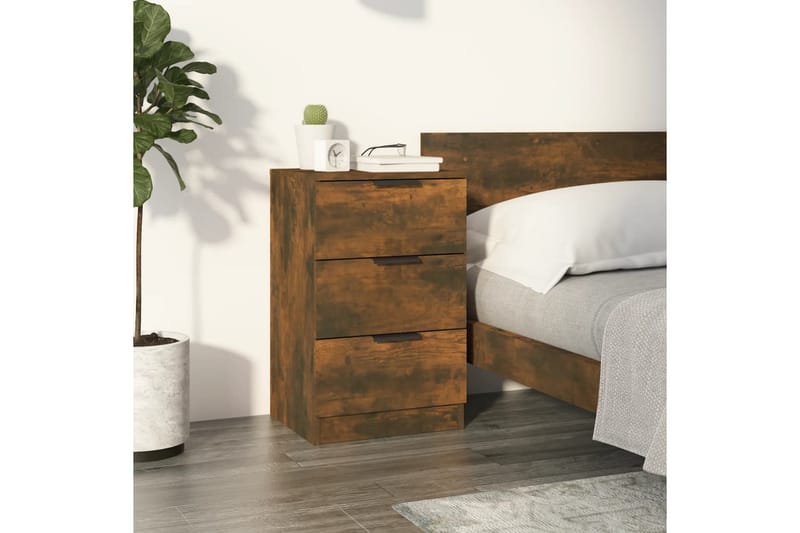 beBasic Sängbord rökfärgad ek 40x36x65 cm - Brown - Sängbord & nattduksbord