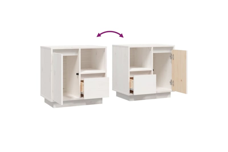 beBasic Sängbord vit 50x34x50cm massiv furu - White - Sängbord & nattduksbord