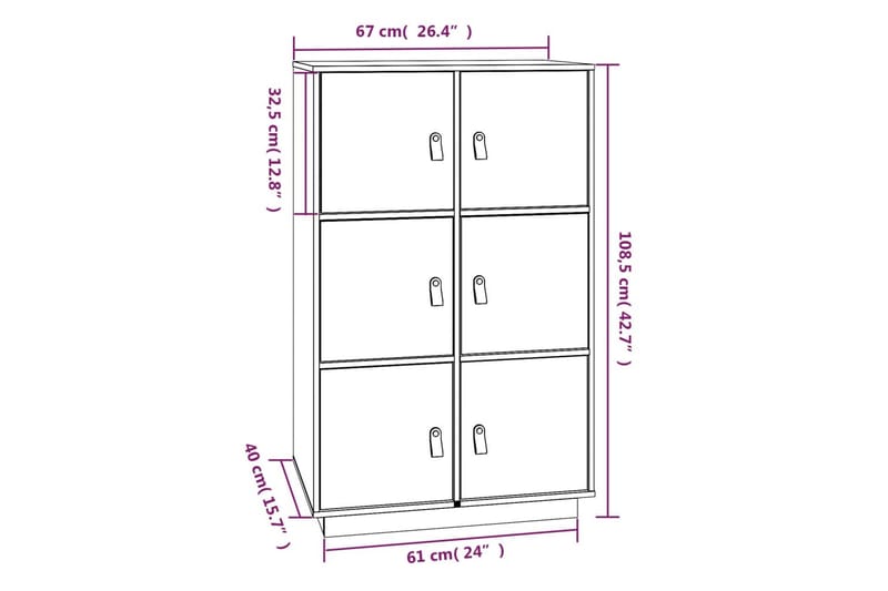 beBasic Skåp 67x40x108,5 cm massiv furu - Brown - Möbler - Bord & matgrupper - Avlastningsbord - Lampbord