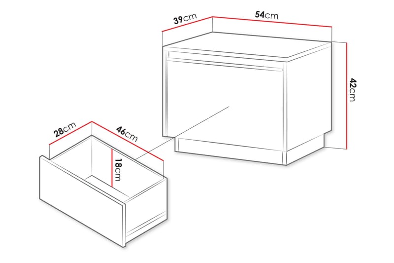 Bolstan Sängbord 54 cm - Svart - Möbler - Bord & matgrupper - Avlastningsbord - Sängbord & nattduksbord