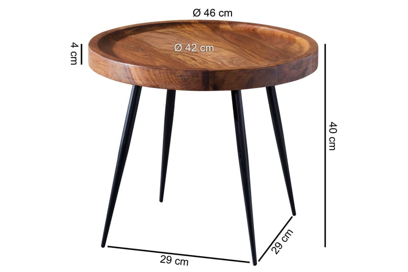 Gallelli Sidobord 46 cm - Trä/natur - Möbler - Bord & matgrupper - Avlastningsbord - Brickbord & småbord