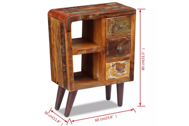 Sidobord återvunnet trä 60x30x80 cm - Flerfärgad - Lampbord - Brickbord & småbord