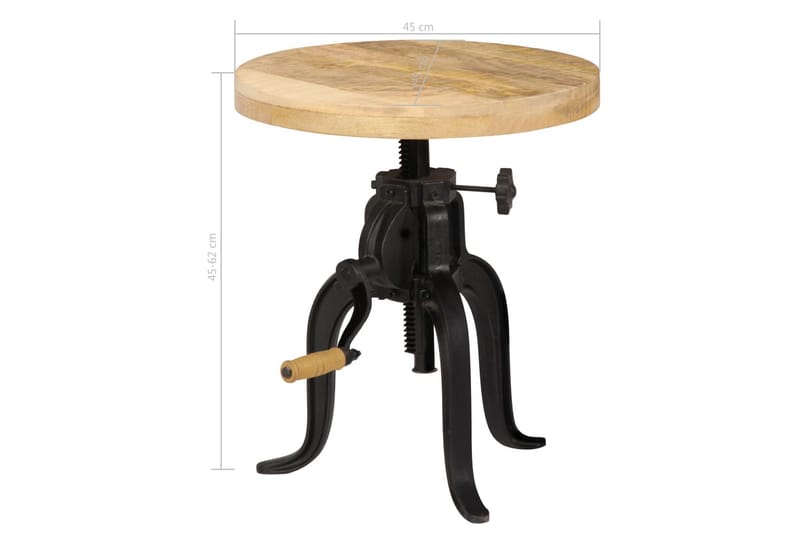 Sidobord 45x (45-62) cm massivt mangoträ och gjutjärn - Brun - Lampbord - Brickbord & småbord