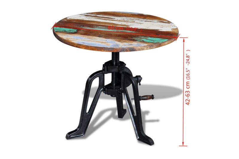 Sidobord 60x(42-63) cm återvunnet massivt trä gjutjärn - Flerfärgad - Lampbord - Brickbord & småbord