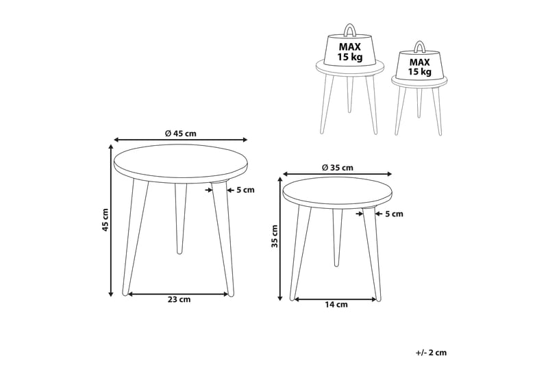 Filbert Satsbord 45 cm - Ljust trä/Vit - Möbler - Bord & matgrupper - Avlastningsbord - Satsbord