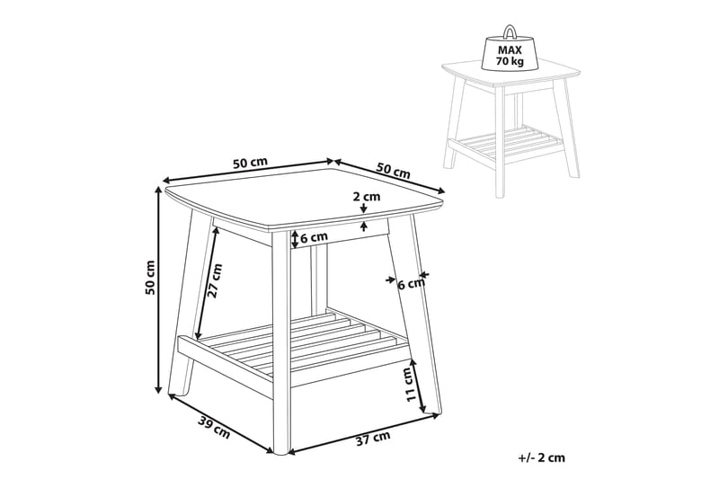 Gareth Sidobord 50 cm - Ljust trä - Möbler - Bord & matgrupper - Avlastningsbord - Lampbord