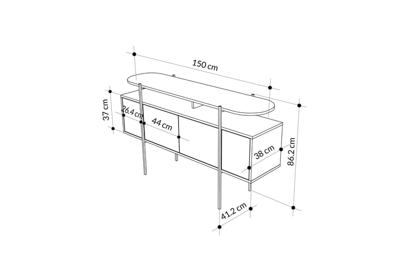 Hanley Konsollbord 150x86,2 cm Svart - Hanah Home - Hallbord - Konsolbord & sidobord