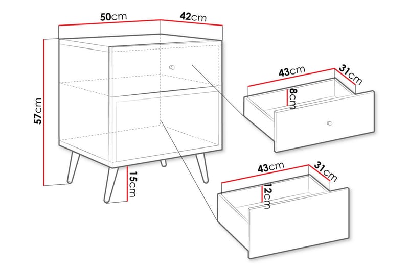 Hester Sängbord 50 cm - Sand beige - Möbler - Bord & matgrupper - Avlastningsbord - Sängbord & nattduksbord