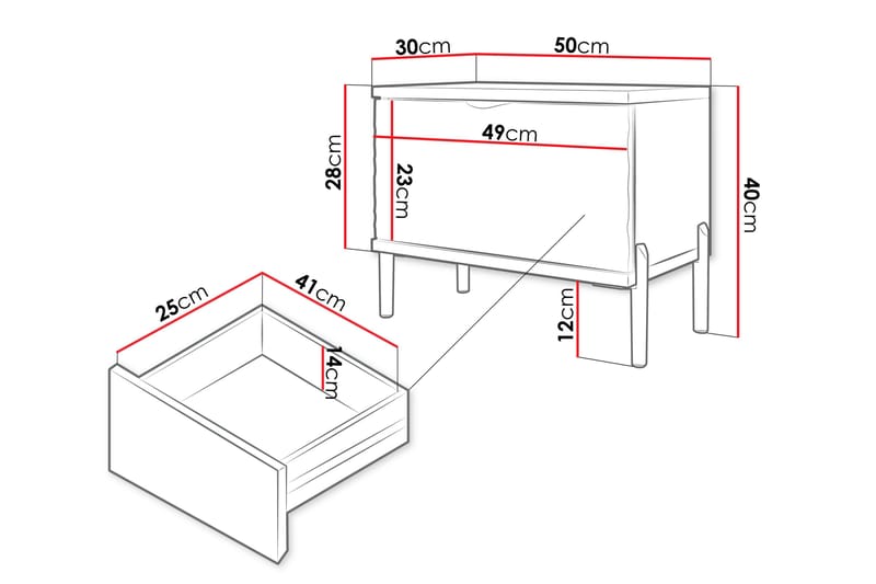 Holmes Sängbord 50 cm - Vit - Möbler - Bord & matgrupper - Avlastningsbord - Sängbord & nattduksbord