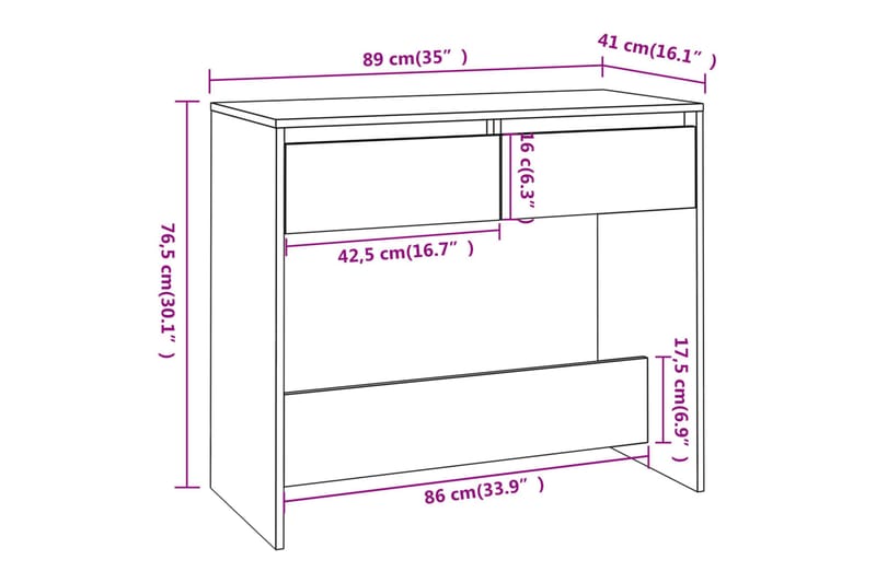 Konsolbord svart 89x41x76,5 cm stål - Svart - Möbler - Bord & matgrupper - Avlastningsbord - Konsolbord & sidobord