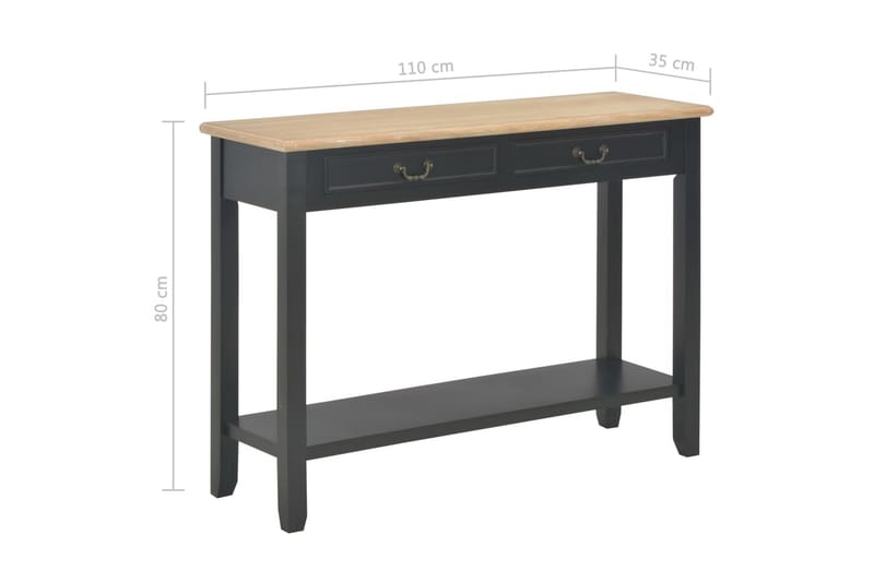Avlastningsbord svart 110x35x80 cm trä - Svart - Hallbord - Konsolbord & sidobord