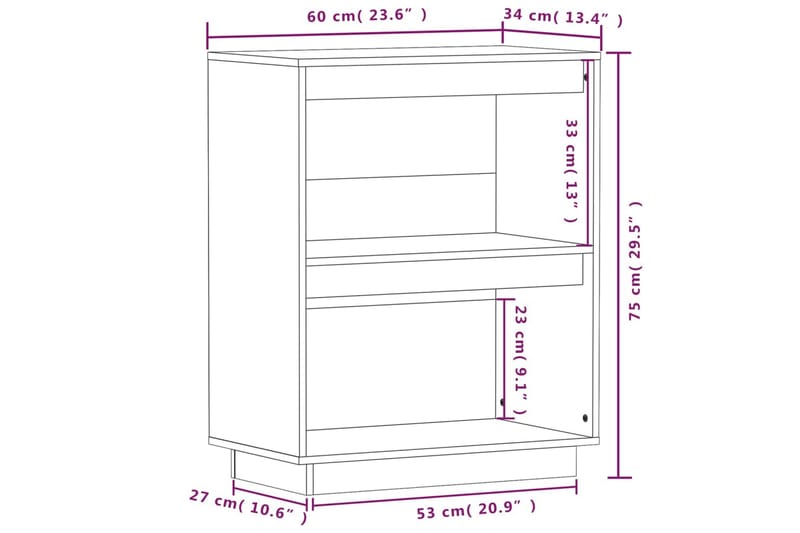 Konsolbord 60x34x75 cm massiv furu - Brun - Hallbord - Konsolbord & sidobord