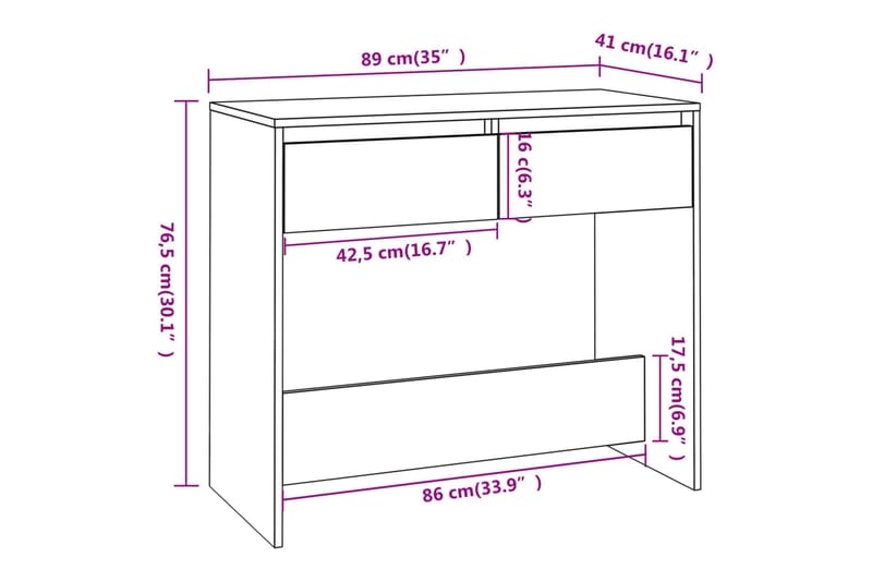 Konsolbord vit 89x41x76,5 cm stål - Vit - Möbler - Bord & matgrupper - Avlastningsbord - Konsolbord & sidobord