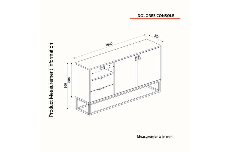 Lemelerveld Avlastningsbord 150 cm - Natur/Antracit - Hallbord - Konsolbord & sidobord