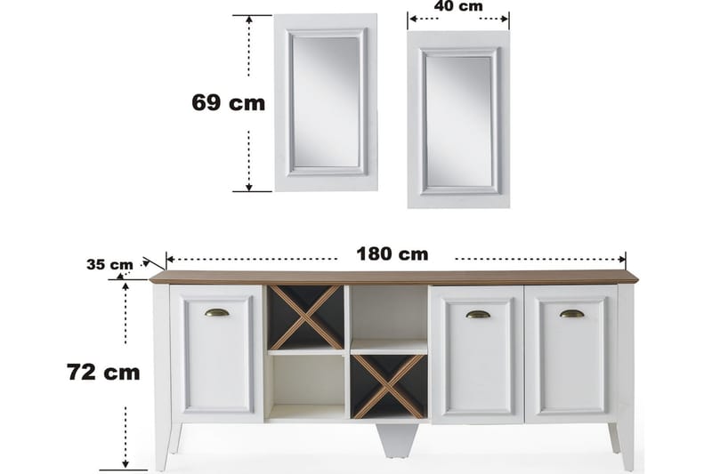 Rustic Konsollbord 180 cm - Valnöt/Vit - Hallbord - Konsolbord & sidobord