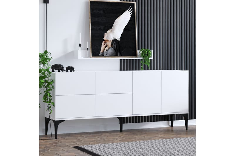 Zortea Konsollbord 180x80 cm Vit/Svart - Hanah Home - Hallbord - Konsolbord & sidobord