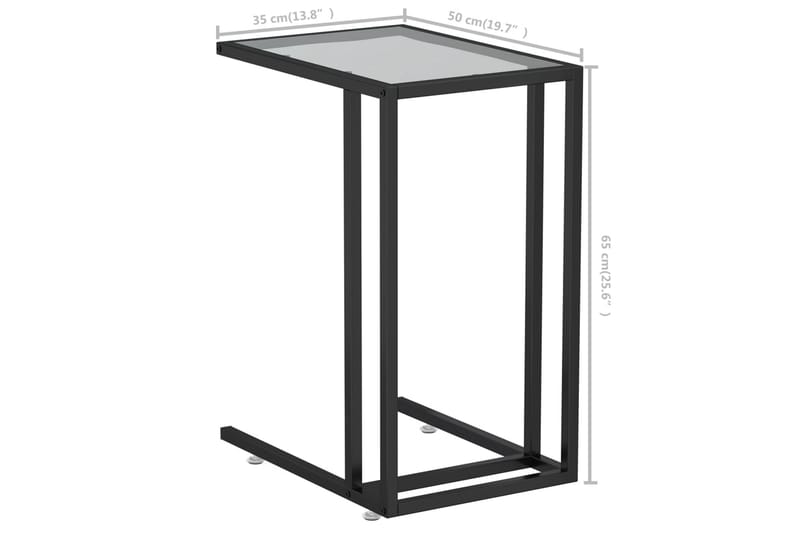 Sidobord till datorbord svart 50x35x65 cm härdat glas - Svart - Lampbord - Brickbord & småbord