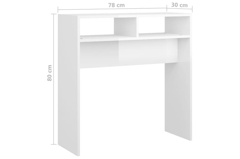 Sidobord vit högglans 78x30x80 cm spånskiva - Vit - Lampbord - Brickbord & småbord