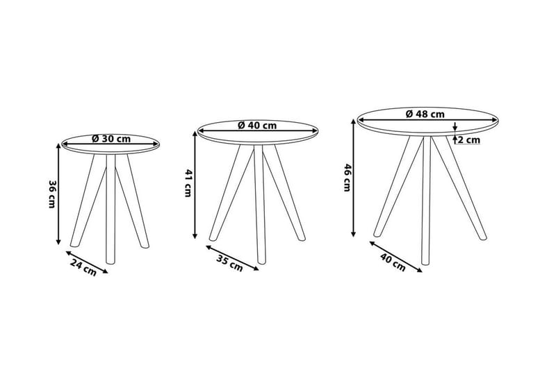 Vegas Sidobord 3 St 48|48|48 cm - Trä/Natur - Möbler - Bord & matgrupper - Avlastningsbord - Lampbord