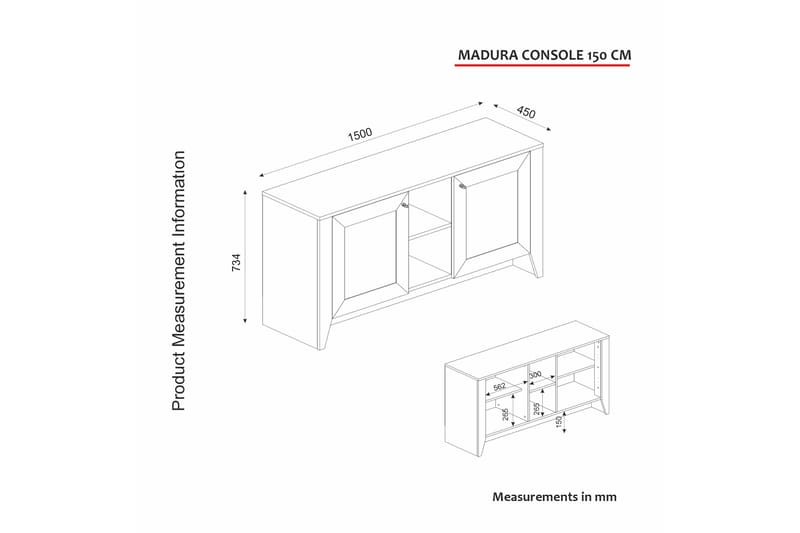 Madura Konsollbord 150x73,4 cm Brun - Hanah Home - Möbler - Bord & matgrupper - Avlastningsbord - Konsolbord & sidobord