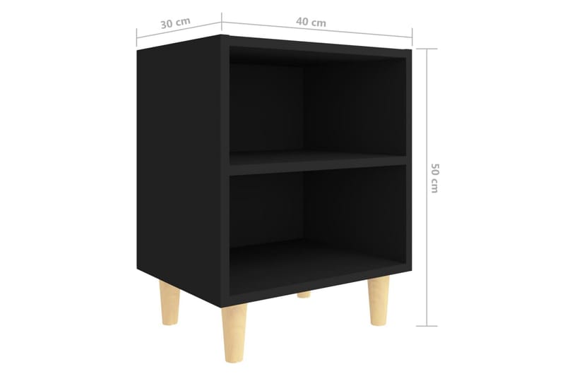 Sängbord med massiva ben 2 st svart 40x30x50 cm - Svart - Möbler - Bord & matgrupper - Avlastningsbord - Sängbord & nattduksbord